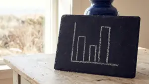 A bar chart drawn in chalk on a slate surface, deliberately simple