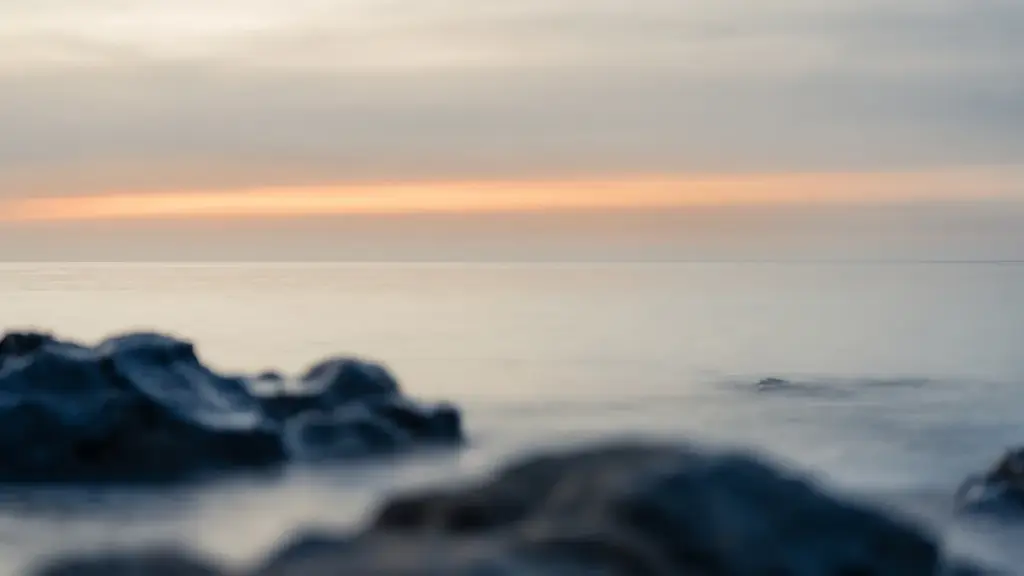 A dawn horizon over still water with a single band of warm light