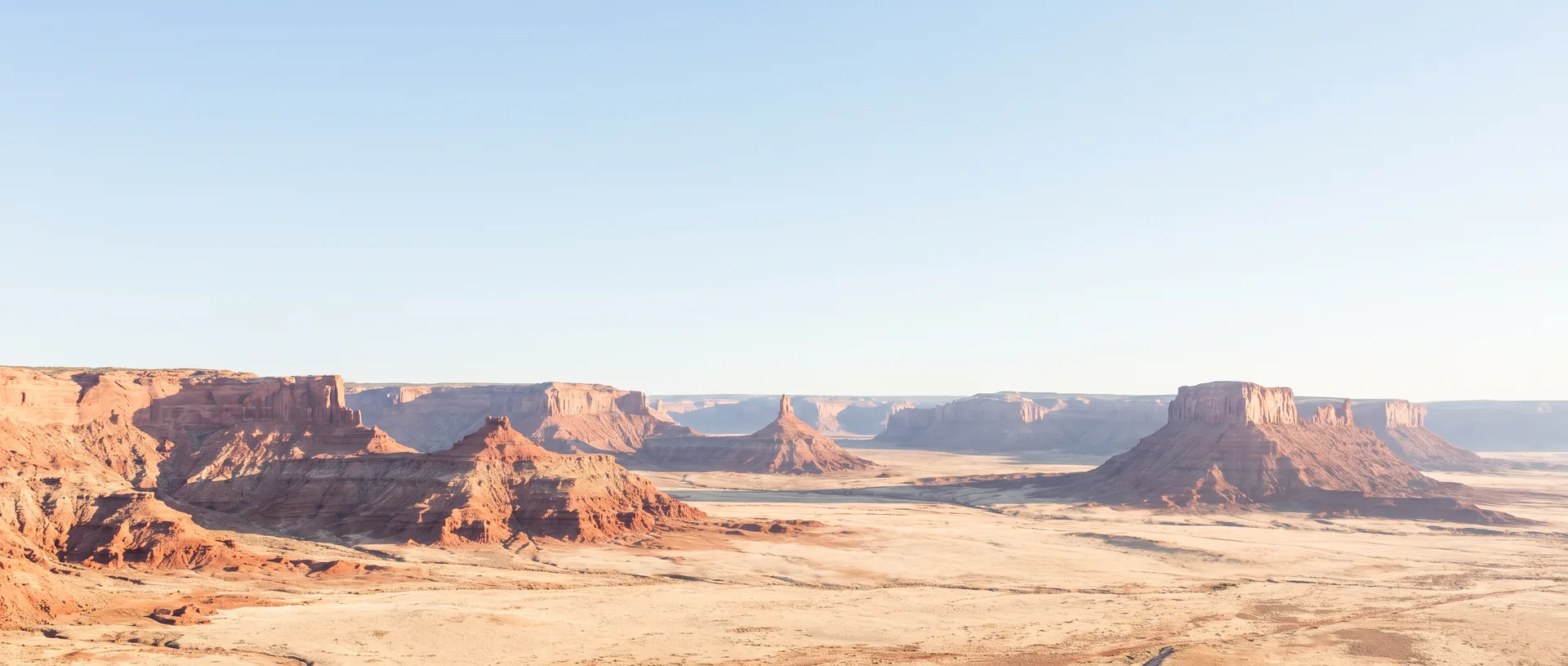 Desert light at dawn over open southwestern ground